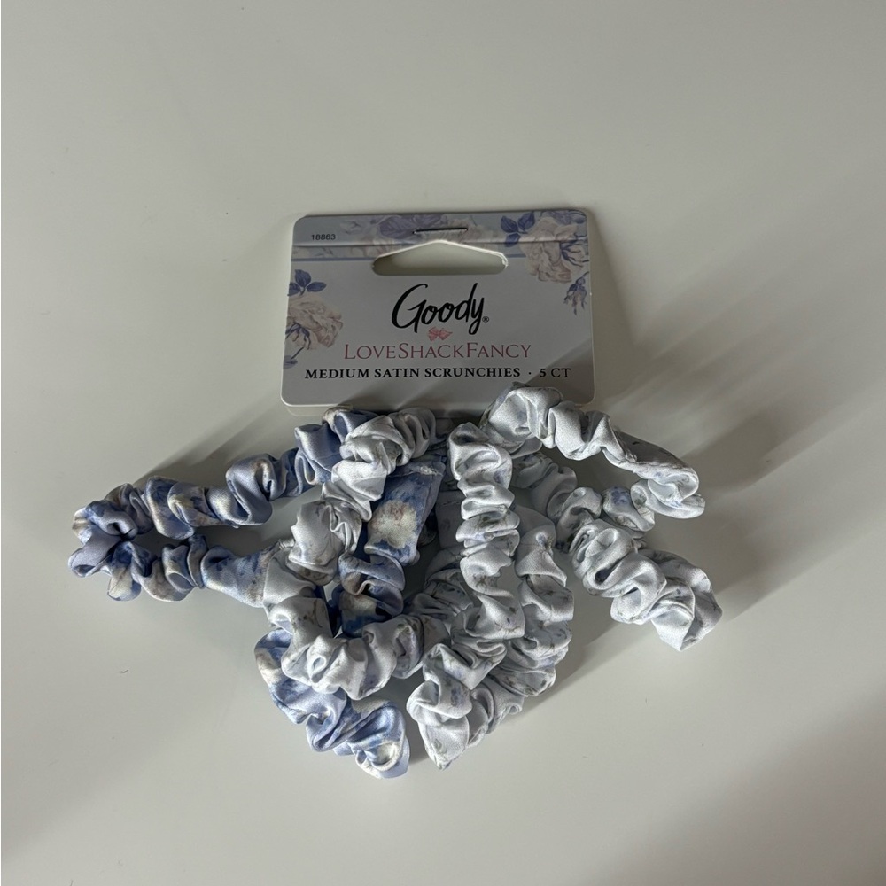 LoveShackFancy x Goody x Wet Brush Skinny Satin Scrunchie Blue Set - BNWT